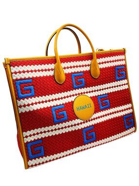 Gucci Hawaii Woven Striped Tote W/ Tag